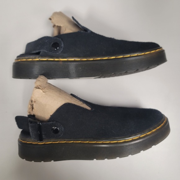 Doc Martens Unisex Suede Leather Carlson Mule Size 6 L 5 M Black Buckle Round - Picture 4 of 11